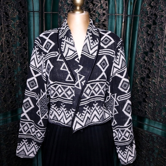Vintage Western Tapestry Blazer, Crop Aztec by New Identity, XL - Picture 1 of 9